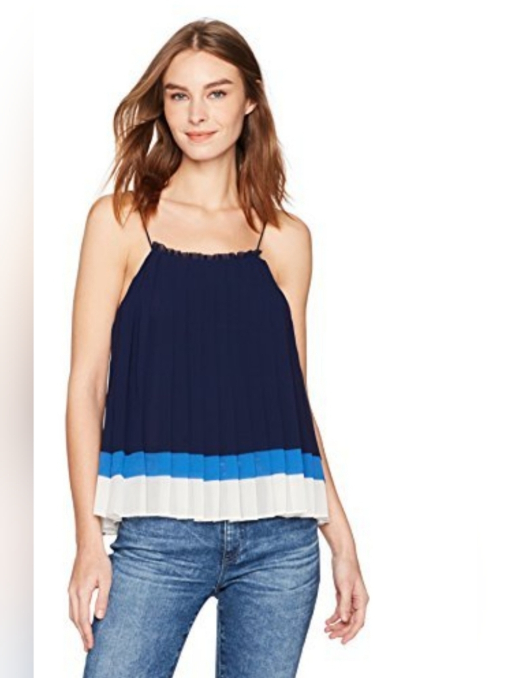 Joie Navy Pleated Colorblock Tank Top NWT Amzee